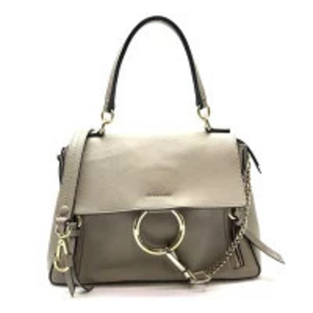 Chloe Fay Day Handbag Shoulder Bag Greige Gray Leather Top Handle